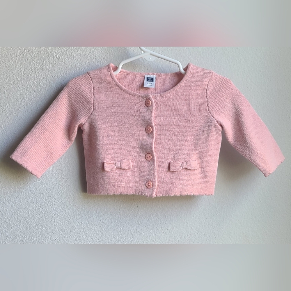 Janie and Jack - Girl's Pink Bow Pocket Cardigan,Sz 0-3 M